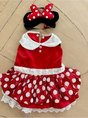 Disney Minnie Mouse Dog Costume with Bow Headband